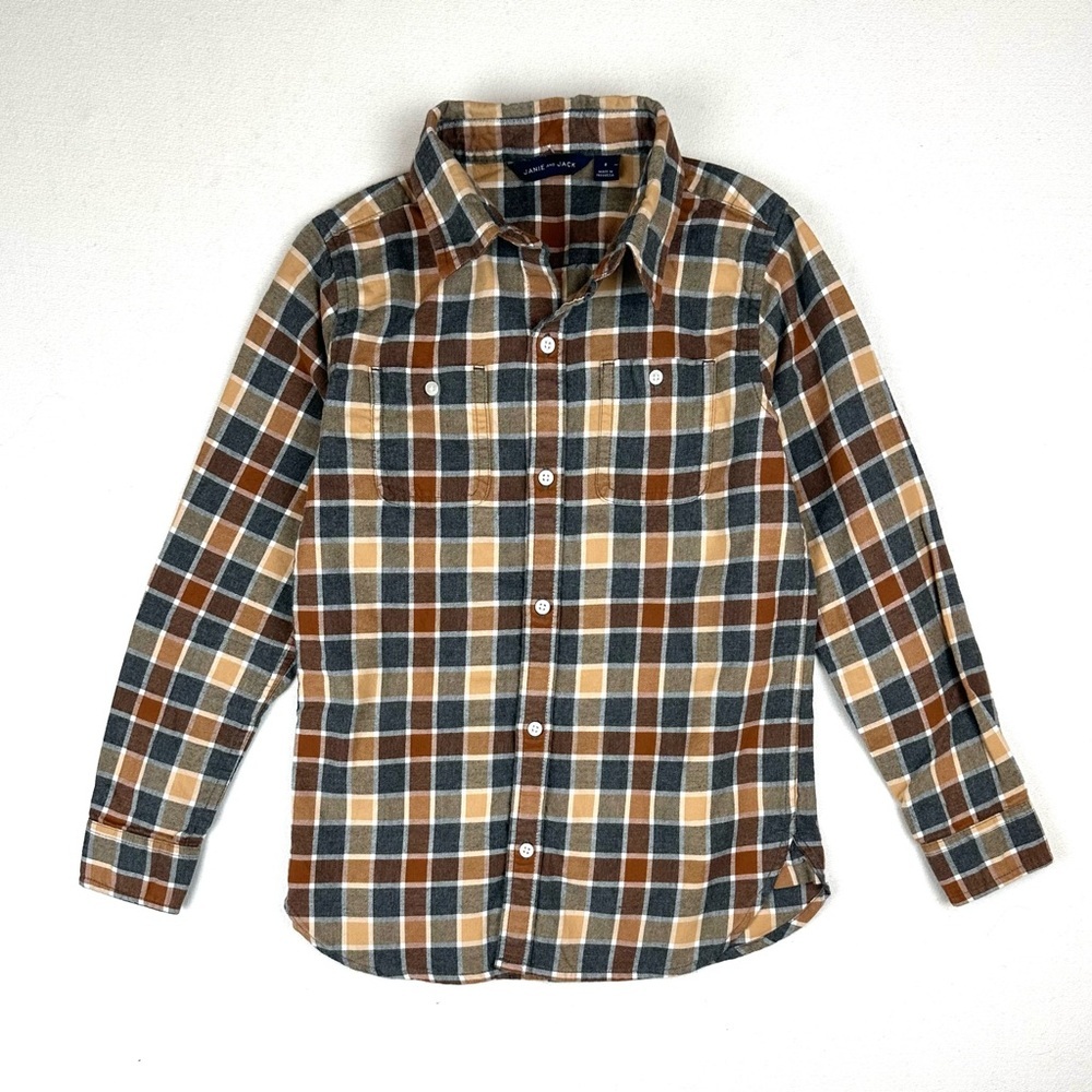 Janie & Jack Plaid Button Down Long Sleeve Shirt
